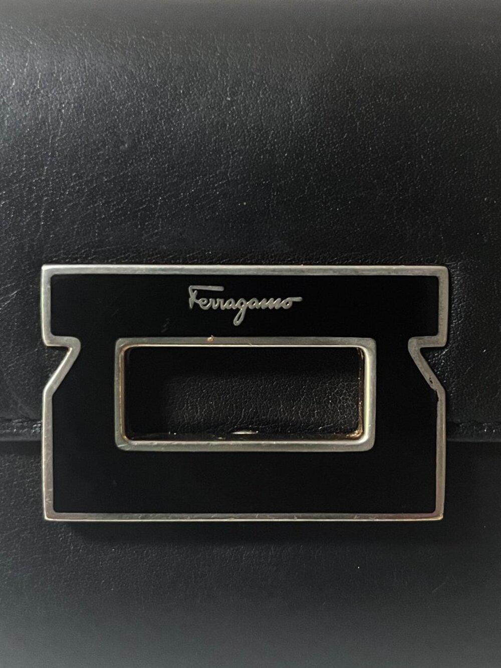 Salvatore Ferragamo Black Leather Gancini Clasp Trifold Wallet - Picture 2 of 11
